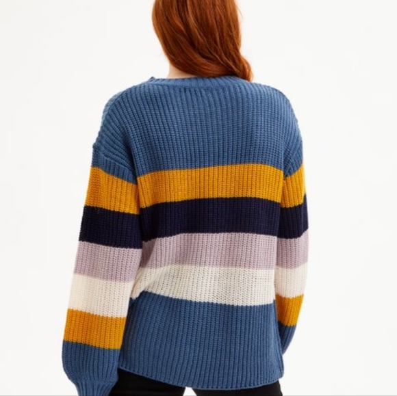 NEW Blue & Yellow Stripe Sweater - Picture 3 of 3